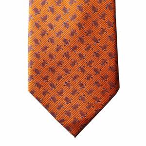 Haines & Bonner Of London Tie Orange Blue Turtle Animal Print Silk Hand Made